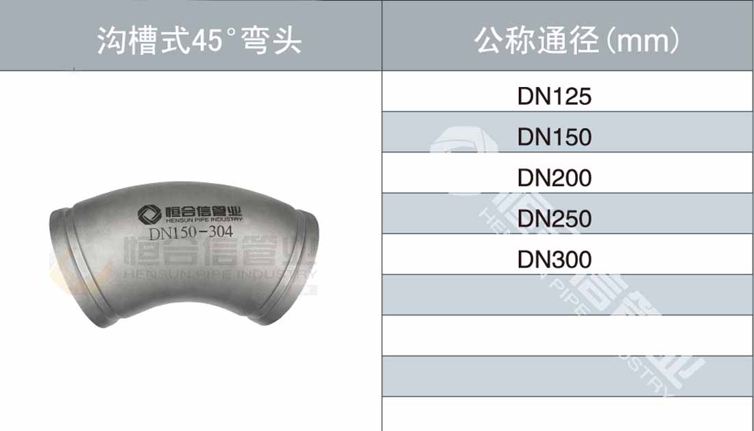 沟槽式45°弯头参数1