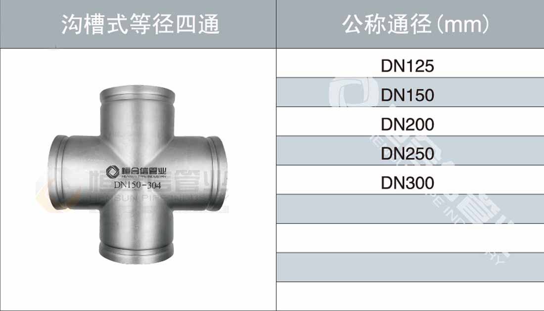 沟槽式等径四通参数1