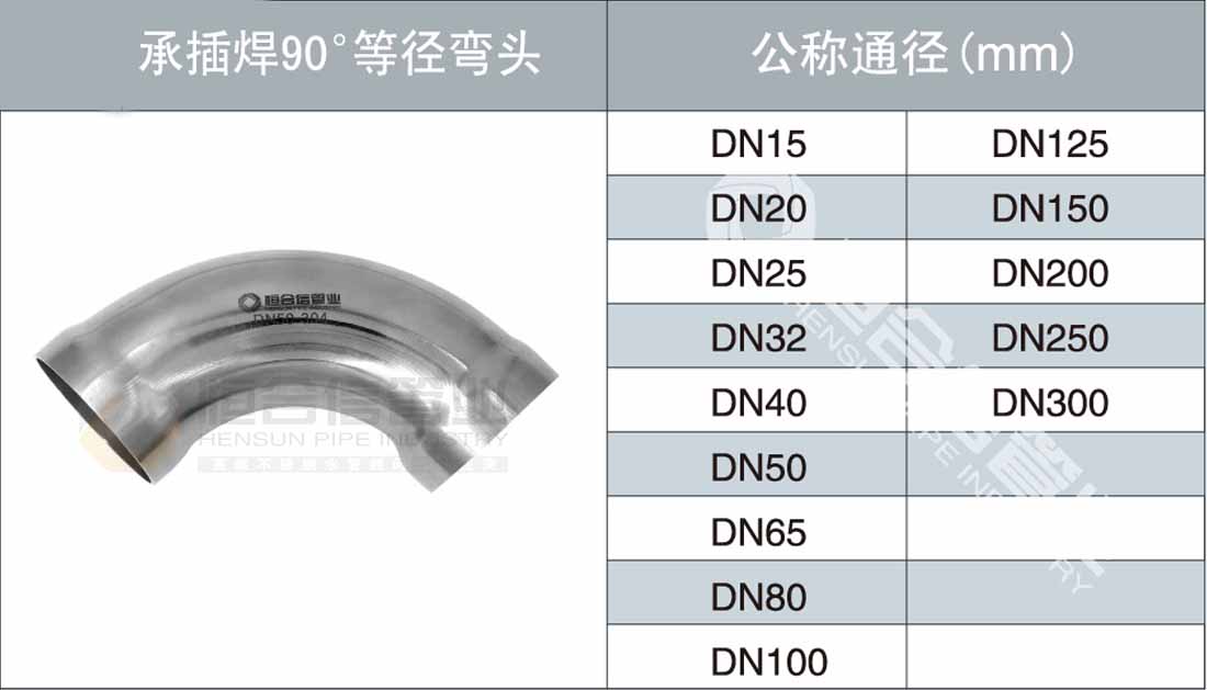 承插焊90°等径弯头参数1